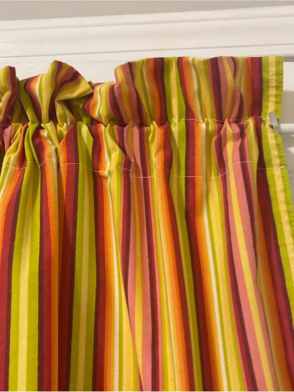 Vibrant Striped Curtain Panels in Yellow, Orange & Pink - handmade new